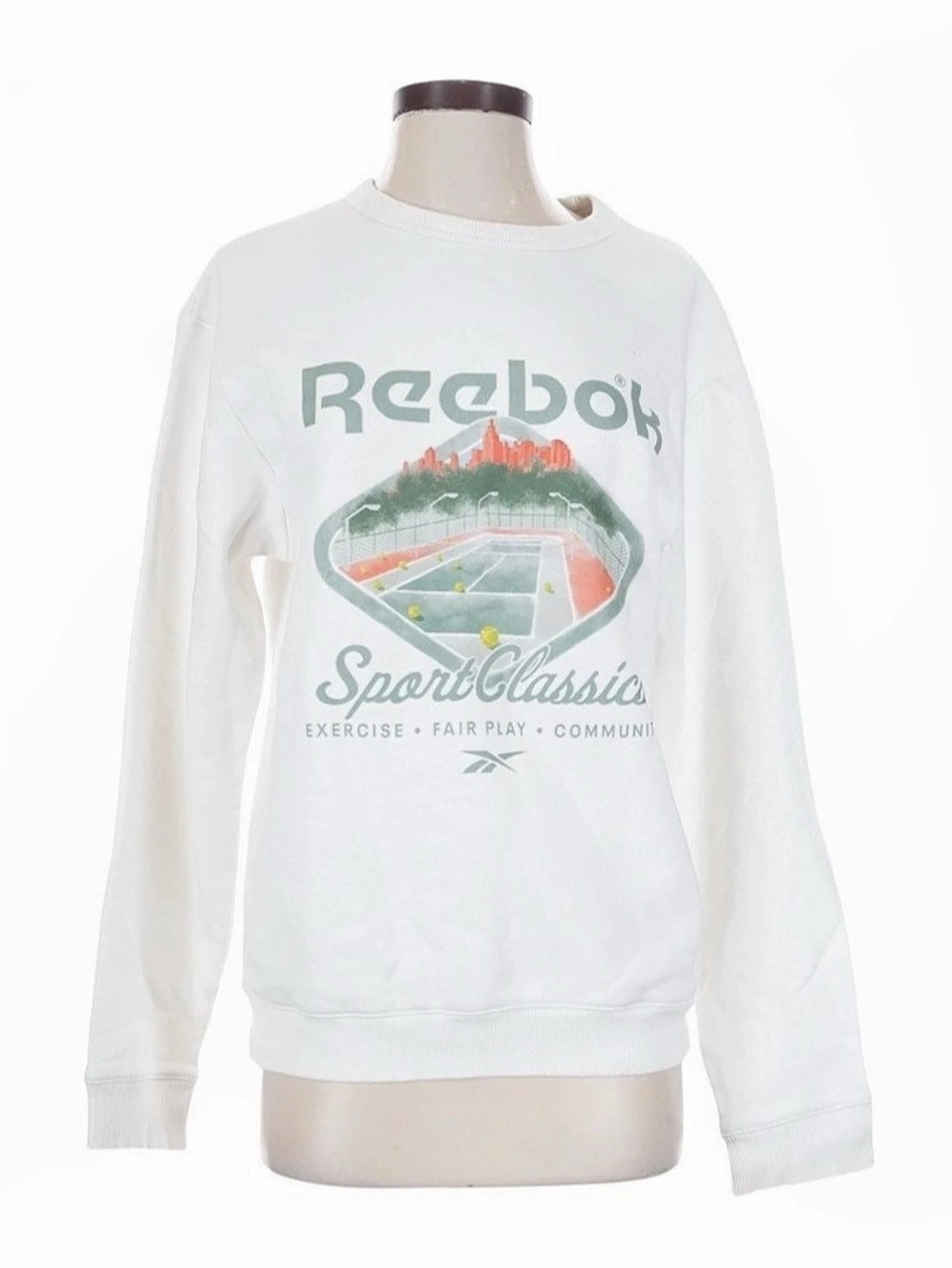 Reebok Court Sport Sweatshirt Sport Classic Graphic Sweatshirt White XS Like New
